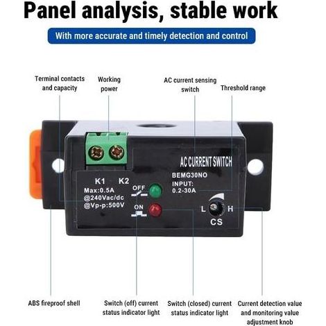 Stromerkennungsschalter, Stromsensor, Stromüberwachungsrelais, Spannungsregler für automatisierte Industrieanlagen, 0,2-30 A (normalerweise offen) (1/5)