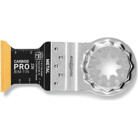 Fein E-Cut Carbide Pro, lunghezza 40 mm, larghezza 32 mm, PU 50 pezzi, supporto SL (1/4)
