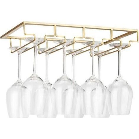 Support de verre à vin suspendu sous armoire – Métal doré – Capacité 6 à 9 verres – Facile à installer – Design moderne (1/5)