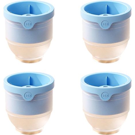 Molde grande redondo para bolas de hielo de 4 piezas, Molde grande redondo de silicona para cubitos de hielo, Fácil de desmoldar, Azul (1/5)