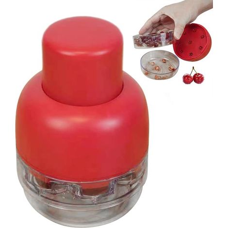 Snocciolatore per ciliegie, estrattore di frutta, lavorazione rapida delle ciliegie, 8 fessure simultanee, 10 x 10 x 14,5 cm, rosso (1/5)