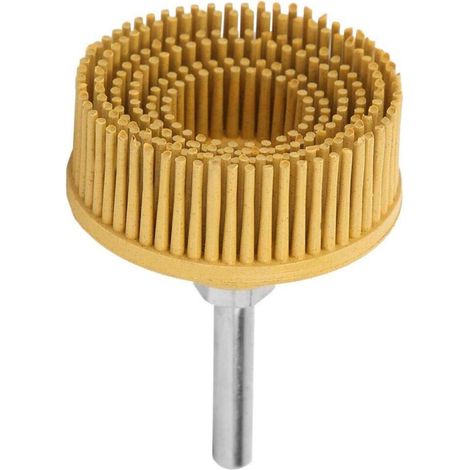 Disque de brosse à poils Meule de polissage abrasive en caoutchouc de brosse abrasive en caoutchouc de 2 pouces pour le retrait de rouille de bavure(Jaune) (1/4)