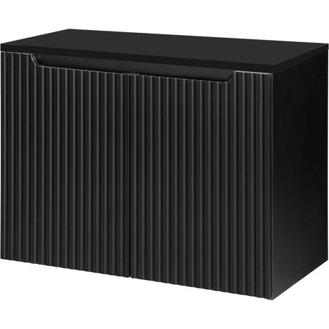 Mobile Sottolavabo NEWPORT da Parete con 2 Ante e Ripiano 80x60x40 cm - Nero [en.casa]