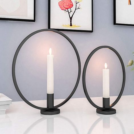 Kreis Kerzenhalter Kerzenständer, Teelichthalter Vintage & Modern Dekoratives Herzstück Kerzenständer für Tisch Kaminsims Hochzeit Housewarming Gift(Noir) (1/5)