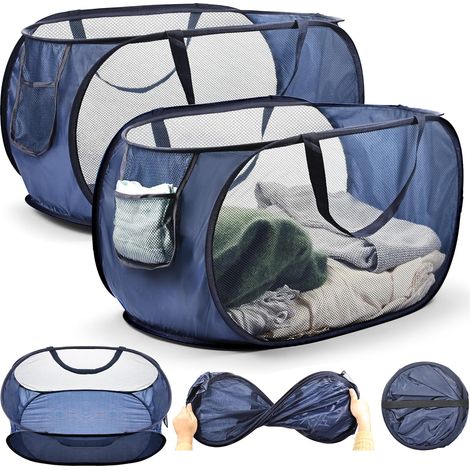 2 Pièces Panier à Linge Pliable, Dimensions 36 x 36 x 58 cm, Laundry Basket Idéal Pour les Salles de Bain, les Chambres, les Logements Étudiants, les Voyages et le Rangement Domestique
