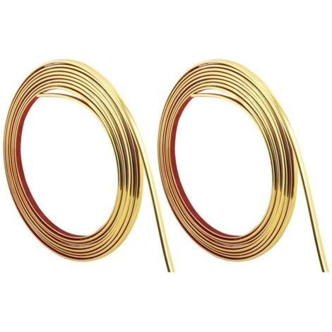Gold,(2 Pieces, 5m x 1cm)10m Self-Adhesive Flexible Decorative Moldings Peel and Stick Adhesive Wall Molding Gold for Wall Cabinet Tiles Floor Edges Wall Trims (1/5)