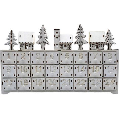 Calendrier de l'Avent 24 tiroirs, Arbre de Noël et Maison, Décoration de Bureau, Rangement pour Jouets et Bonbons. (1/4)