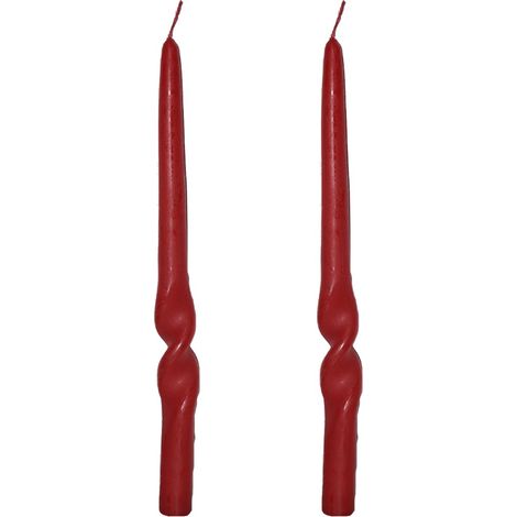 Set 2 candele rosse a spirale fiamma per candeliere candelabro decorazioni casa tavola centrotavola di natale addobbi (1/5)