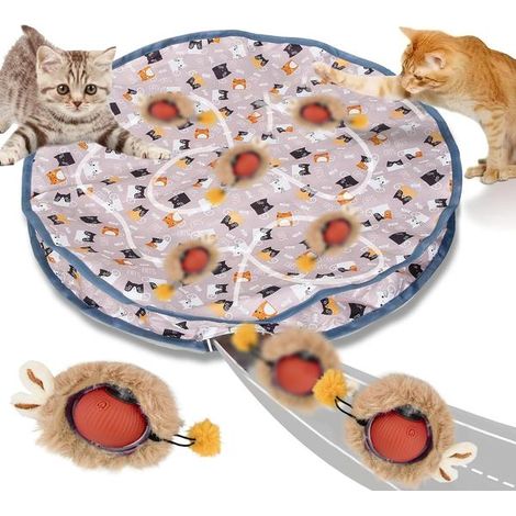 Balle interactive pour chat, jouet interactif automatique pour chat, tapis de jeu interactif pour chat, jouet interactif 2 en 1 pour la chasse (1/5)