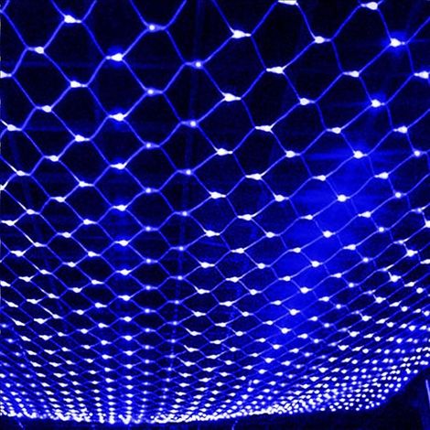 Guirlande Lumineuse Filet D'extérieur LED, 8 Modes Etanche Lumière Nette Pour Rideau Jardin Sapin de Noël Fête Mariage Terrasse Lumières Décoratives (bleu, 3mx2m 192LED) (1/5)