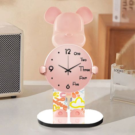 Horloge de table ours à l'esprit créatif et violent - Décoration unique pour salon, salle à manger, bureau, chambre - Mouvement silencieux pour une ambiance apaisante (30 x 15 cm)