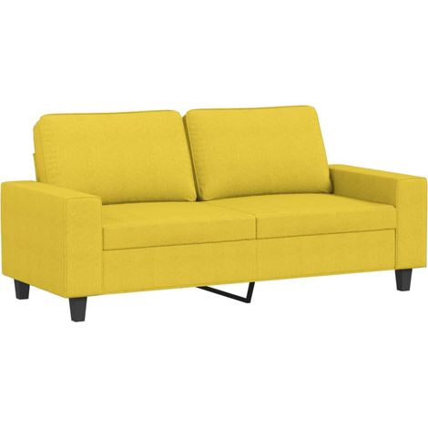 Canapé à 2 places,Sofa pour Salon,Banquette Jaune clair 140 cm Tissu CFW486234 (1/5)