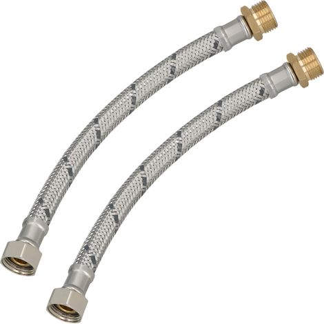 Connettore flessibile da 3/8” femmina-maschio per raccordi, 20 cm, set da 2 pezzi (1/5)