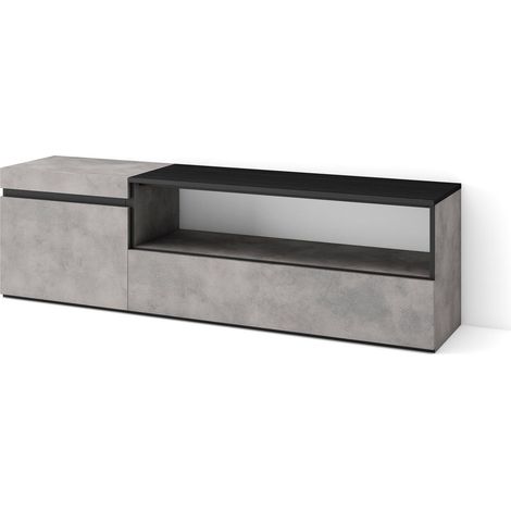 Skraut Home - Mobile TV Soggiorno, Ampio spazio a disposizione, 150x45x35cm, Per TV fino a 65", Mobile Soggiorno, Stile moderno, Grigio Cemento (1/5)