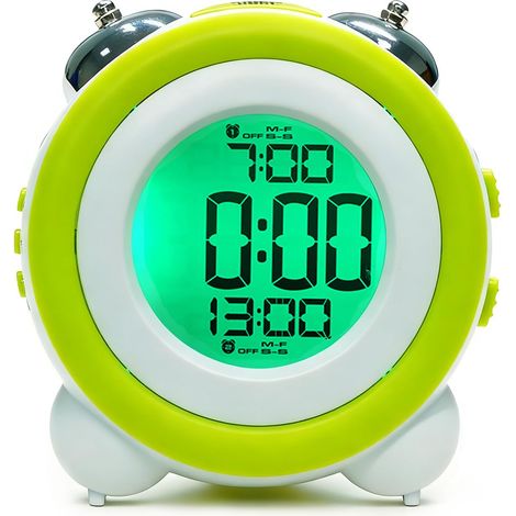 Horloge de bureau numérique avec double alarme, rétroéclairage et répétition instantanée – Idéal pour chambre à coucher, bureau et salon (1/5)