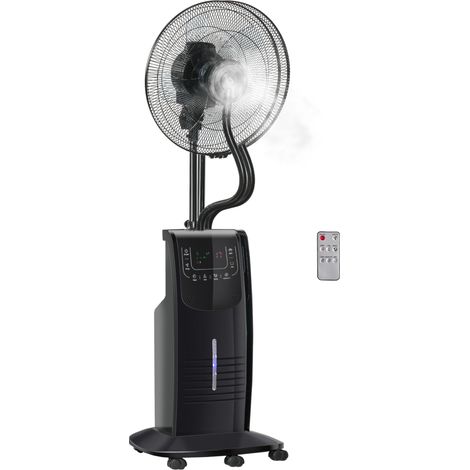 HOMCOM Ventilator mit Wasserkühlung, Standventilator mit Sprühnebel, Fernbedienung, oszillierend, Timer, 3,1 L Wassertank, 3 Modi, 90 W Wasserventilator mit Rollen, 135 cm