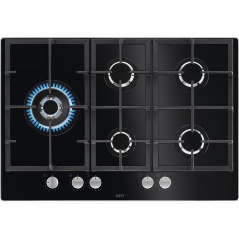 Placa Gas AEG HKB75820NB 5 zonas Cristal Negro 75cm (1/5)