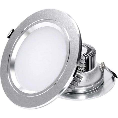 5-W-LED-Einbaustrahler, silberne Aluminium-Downlight, energiesparend, beschlagfrei, staubabweisend, COB-Deckenleuchte (1/5)
