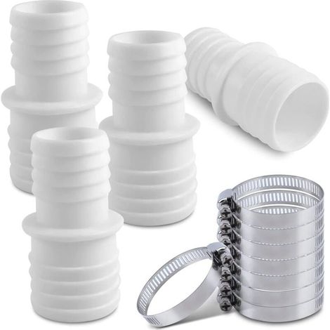 UlisemPack de 4 connecteurs de tuyau de piscine, connecteurs de tuyau avec colliers de serrage, adaptateur de connexion de piscine de 32 mm à 38 mm, adaptateur de tuyau de piscine, adaptateur de tuyau (1/4)