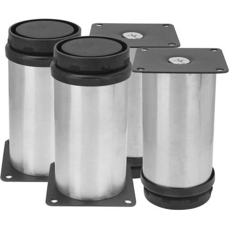Pieds de meuble - EBTOOLS - 4 pieds ronds - Réglables - Acier inoxydable - 50 x 100 mm (1/4)