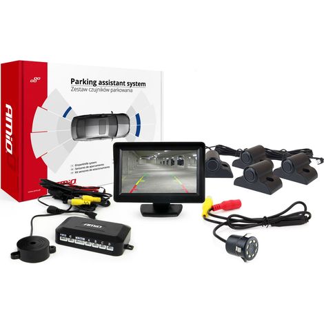 Kit di sensori di parcheggio TFT01 da 4,3" con telecamera HD-308-LED, 4 sensori, nero, per camion (1/5)