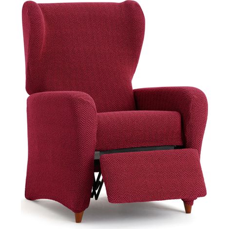 Housse bi-élastique pour Fauteuil de Relaxation Super élastique Housse de Fauteuil de Relaxation Couleur Bordeaux Adaptable, Respirante et Facile à Installer avec des mousses de Fixation (1/5)