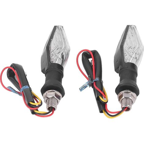 2 clignotants moto 12 V, double face, bleu-jaune, à LED, noirs (1/5)