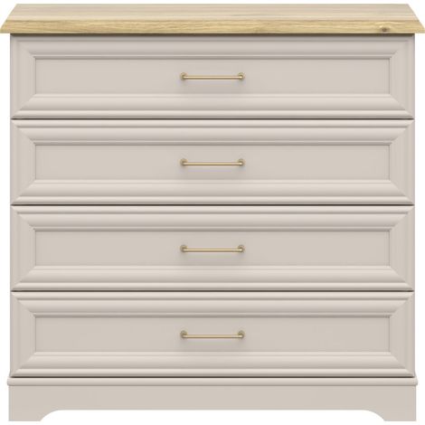 Commode meuble de rangement 4 tiroirs coloris Cachemire / Chêne Mauvella - Longueur 94 x Profondeur 44 x Hauteur 89,5 cm (1/3)