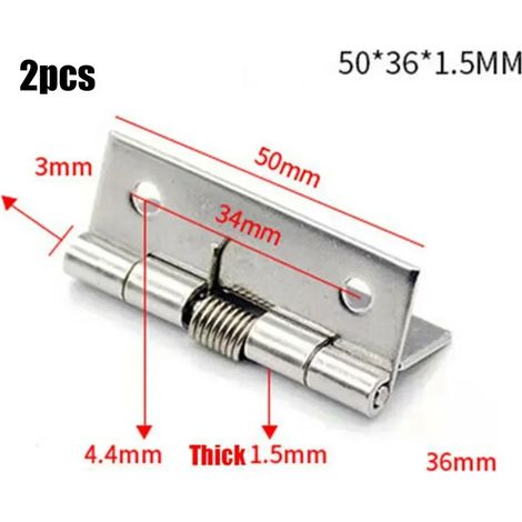 (5 cm - Chine continentale) 2 charnières de porte à ressort argentées en acier inoxydable à fermeture automatique - Quincaillerie pour la maison (1/5)