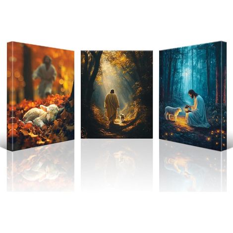 Leinwandbilder 3teilig Jesus Jesus mit verlorene Lamm 30x40cm (1/5)