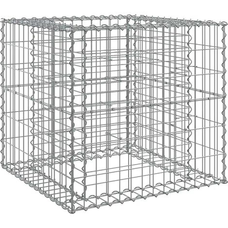 Cesta decorativa de gaviones para jardín 70 x 70 x 65 cm resistente para uso exterior fabricada en hierro galvanizado plateado 020047415 (1/4)