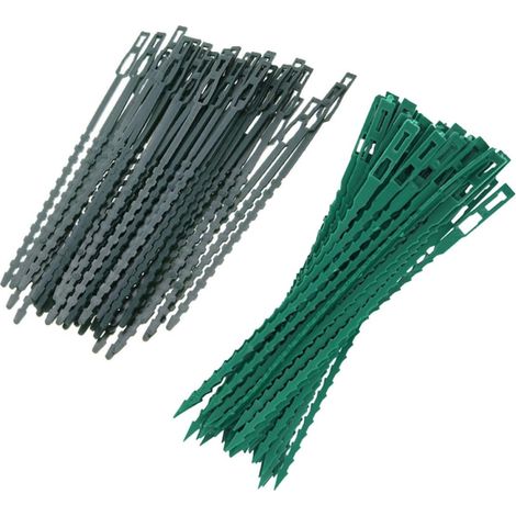 100 Attaches Clips Câbles de Jardin en Plastique Vert, Forme Arête de Poisson, Faciles à Utiliser, Support Sûr pour Tiges, Lot de 100 Pièces pour Plantes et Vignes en Extérieur (1/5)