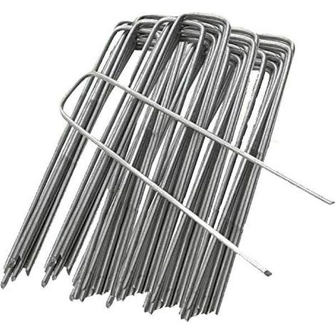 Lot de 50 Piquets de Jardin, Piquets de Jardin en Acier Inoxydable, Piquets de Fixation Durables, Piquets de Jauge de Paysage Multifonctionnels pour la Fixation de Tissus, Gazon (1/5)