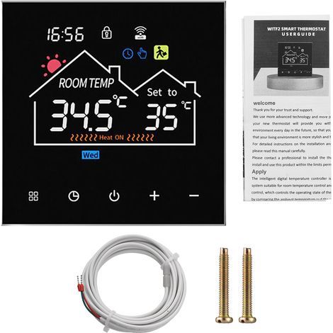 Thermostat intelligent pour chauffage au sol de la maison Thermostat WiFi AC avec contrôle APP Écran tactile numérique LED Économie d'énergie et affichage programmable de l'humidité météo (1/5)