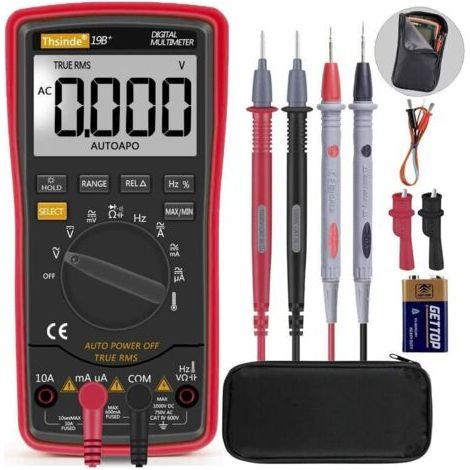 Multimètre Numérique Portable, Multimètre Digital, Testeur de Tension Testeur Electrique DC/Voltmètre /Diodes/Résistance /Continuité (1/2)