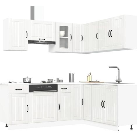 11-tlg. Küchenschrank-Set Lucca Hochglanz-Weiß Holzwerkstoff