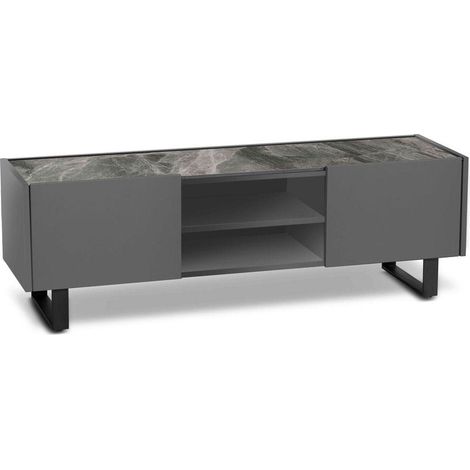 Mobile TV 40x140x45 cm in MDF e Ceramica Marmo Pegaso Grigrio (1/4)