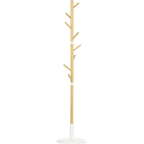 Appendiabiti da Terra 8 Ganci 37,8x175,6 cm in Bambù Legno e Metallo Legno/Bianco (1/5)