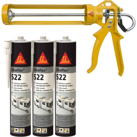 Pack Caravan SIKA - 3 colles mastic Sikaflex 522 Caravan 300ml - Pistolet manuel MK2 EVO 300 ml