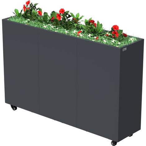 Zelsius Hochbeet verzinkter Stahl mit Rollen 120 x 30 x 80 cm, Anthrazit RAL 7016, Pflanzkübel (1/5)