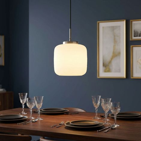 LED Hängeleuchte Hängelampe Küchenlampe Höhenverstellbar Silber Metall H 130 cm (1/5)