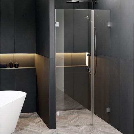 Porte de douche battante à charnières chromées SCANDIC NXT 102 RIHO 158x200 cm-Gauche-- (1/4)