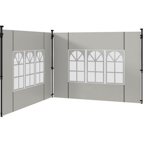 Ensemble de 2 panneaux latéraux pour tonnelles 3x3 et 3x6, étanches, avec fenêtres, blancs (1/4)