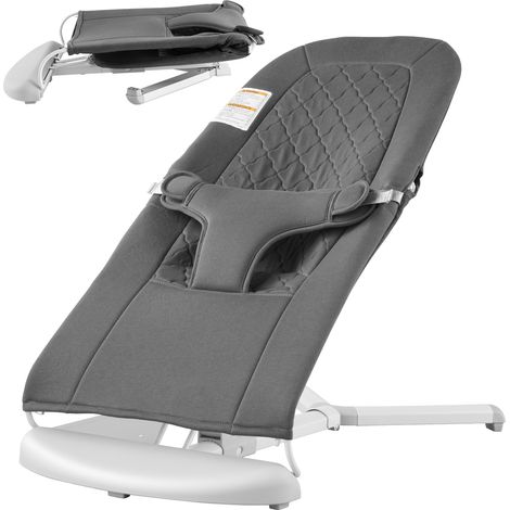 VEVOR Baby Bouncer, Folding Bouncer Seat for Babies 0-9 Months, Newborn Bouncer Chair with 2 Reclining Angles & 3-Point Harness, Portable Infant Rocker with Carrying Bag for Indoor Outdoor, Dark Gray (1/5)