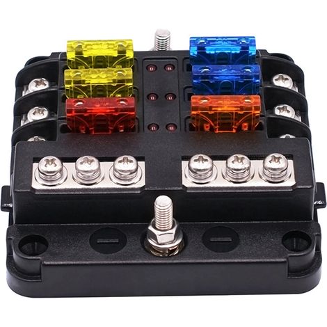 Boîtier à fusibles étanche 6 voies avec indicateur LED, boîtier à fusibles marin 12V/24V avec bus négatif pour voiture et bateau (1/5)