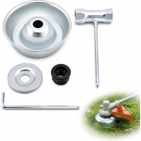 1 Pcs Silver Brush Cutter Head Nut Kit with Blade Adapter for Lawnmower FS55 FS56 FS70 FS80 FS90 FS100 FS110 FS120 FS130 FS200 FS250, Blade Attachment Part (1/5)