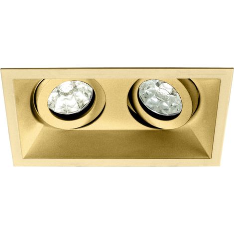 Spot DECO GU10 carré 2 têtes orientable, doré IP20 - EUROPOLE - 27871 (1/4)