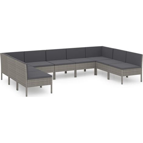 Maison Exclusive - 9-tlg. Garten-Lounge-Set mit Auflagen Poly Rat