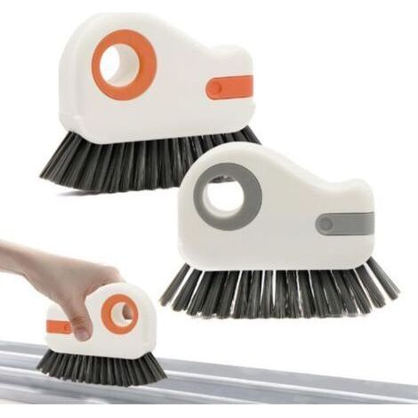 Rainure Nettoyage Brosse Fenêtre Brosses - 2 en 1 Multifonction Rainure Rail Rapide Nettoyage Outil pour Nettoyer Les fenêtres pour Salle de Bain de Cuisine Coins Espaces, 2 Pièces (1/4)