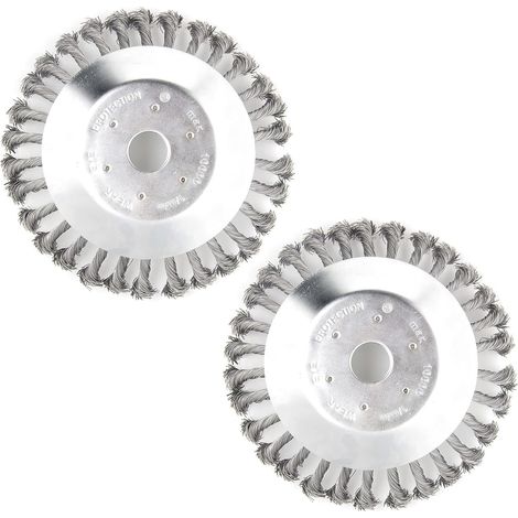 Brosse Débroussailleuse Universelle, Lot de 2, 200 x 25,4 mm, 30 Brins Fil Acier, Tête Désherbage, 8 Pouces (1/5)